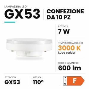 Confezione n10 lampadine gx53 led 7w 3000k 110 ideal lux