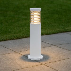 Ideal lux tronco pt1 h60 lampioncino da giardino tubolare bianco
