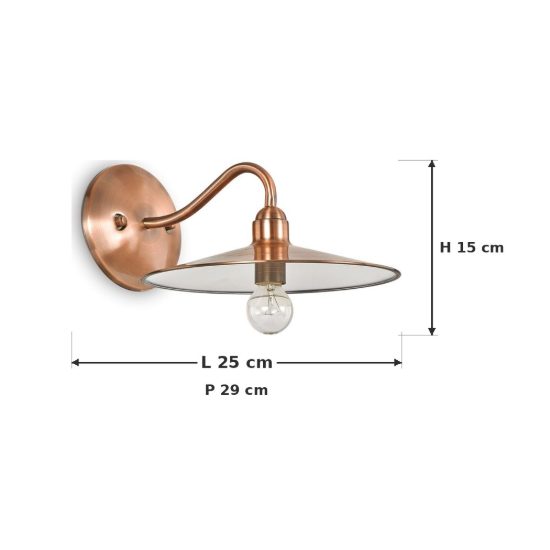Ideal lux cantina applique con piatto in rame e14 25cm per soggiorno rustica