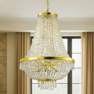 Caesar sp12 ideal lux lampadario classico di cristallo dettagli oro pendenti