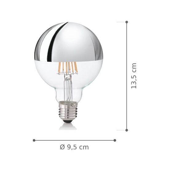 Ideal lux lampadina led e27 a globo 9,5cm 8w 3000k cromata confezione 10 pezzi
