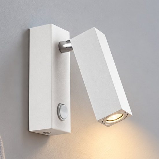 Ideal lux page applique con faretto orientabile led 3w 3000k base rettangolare per comodino bianca