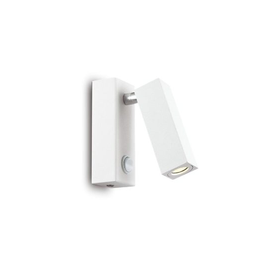 Ideal lux page applique con faretto orientabile led 3w 3000k base rettangolare per comodino bianca