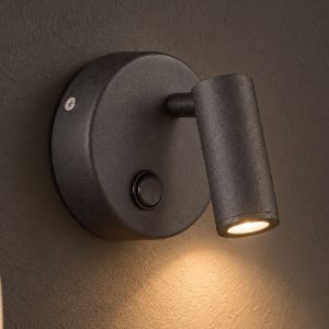 Ideal lux page applique con faretto orientabile led 3w 3000k base tonda per comodino nera
