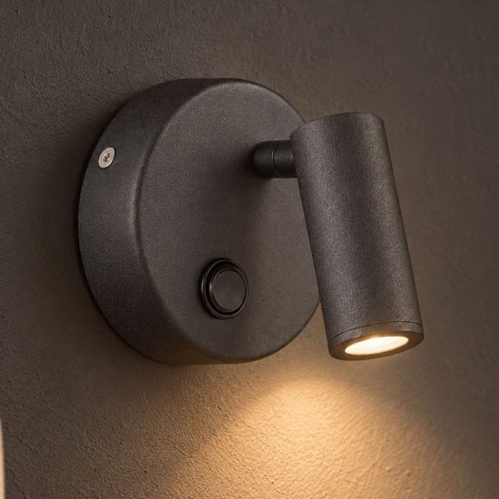 Ideal lux page applique con faretto orientabile led 3w 3000k base tonda per comodino nera