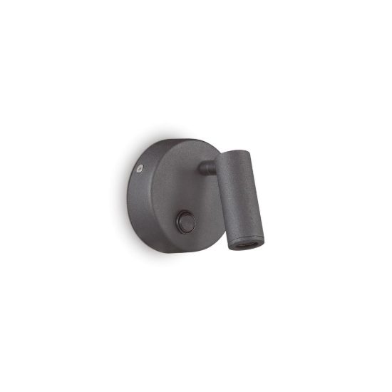 Ideal lux page applique con faretto orientabile led 3w 3000k base tonda per comodino nera