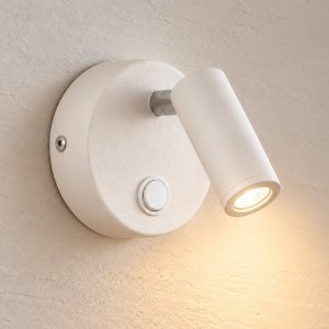 Ideal lux page applique con faretto orientabile led 3w 3000k base tonda per comodino bianca