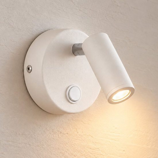 Ideal lux page applique con faretto orientabile led 3w 3000k base tonda per comodino bianca