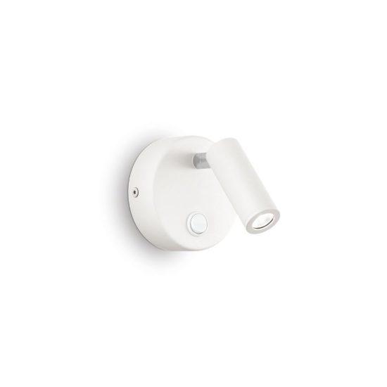 Ideal lux page applique con faretto orientabile led 3w 3000k base tonda per comodino bianca