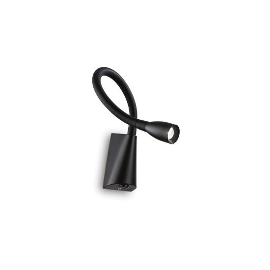 Ideal lux goose applique con faretto a braccio flessibile led 3w 3000k per camera da letto nera