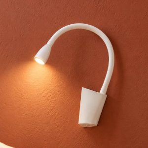 Ideal lux goose applique con faretto a braccio flessibile led 3w 3000k per camera da letto bianca