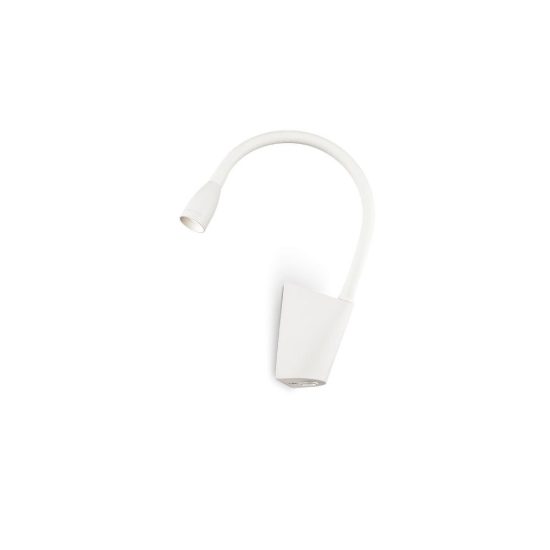 Ideal lux goose applique con faretto a braccio flessibile led 3w 3000k per camera da letto bianca