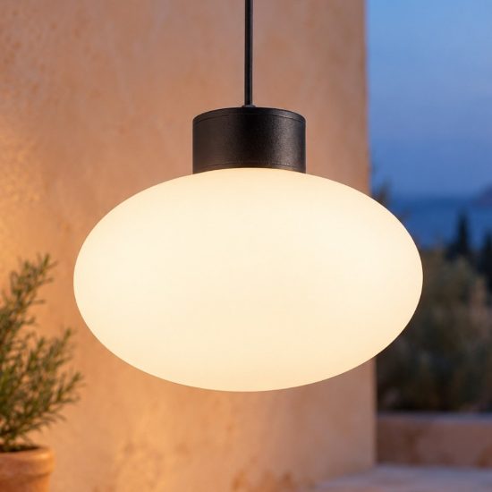 Ideal lux clio msp1 lampada a sospensione da esterno e27 moderna nera ip44