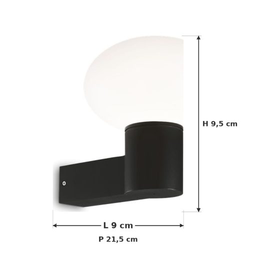 Ideal lux clio map1 applique da esterno e27 moderna nero ip44