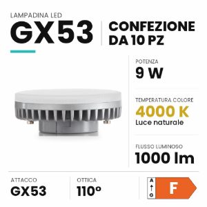 Confezione n10 lampadine gx53 9w led 4000k ideal lux