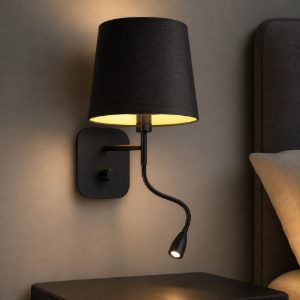 Nordik ap2 applique nera per camera da letto ideal lux