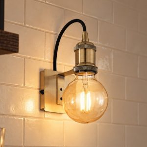 Ideal lux frida applique industriale con lampadina a vista e27 per soggiorno brunita