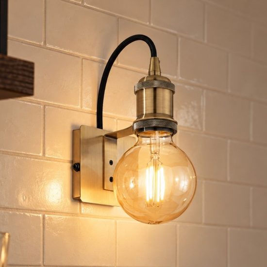 Ideal lux frida applique industriale con lampadina a vista e27 per soggiorno brunita