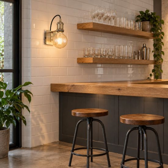 Ideal lux frida applique industriale con lampadina a vista e27 per soggiorno brunita
