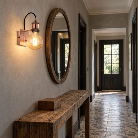 Ideal lux frida applique industriale con lampadina a vista e27 per soggiorno rame