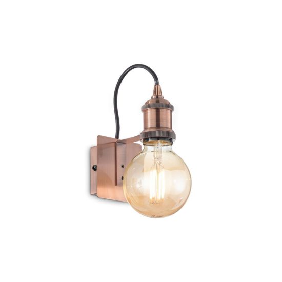 Ideal lux frida applique industriale con lampadina a vista e27 per soggiorno rame