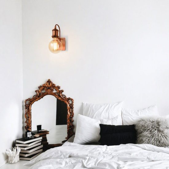 Ideal lux frida applique industriale con lampadina a vista e27 per soggiorno rame