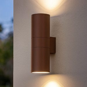 Gun ap2 big applique da esterno cilindro ip54 marrone ideal lux