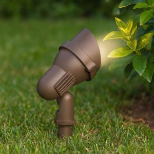 Terra pr1 small ideal lux piccolo faretto con picchetto per giardino marrone ip65