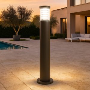 Ideal lux tronco pt1 h80 coffee lampione da esterno marrone ip65 per giardino