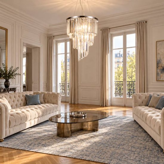 Ideal lux carlton lampadario 12 luci e14 50cm per salotto classico cromo con pendenti