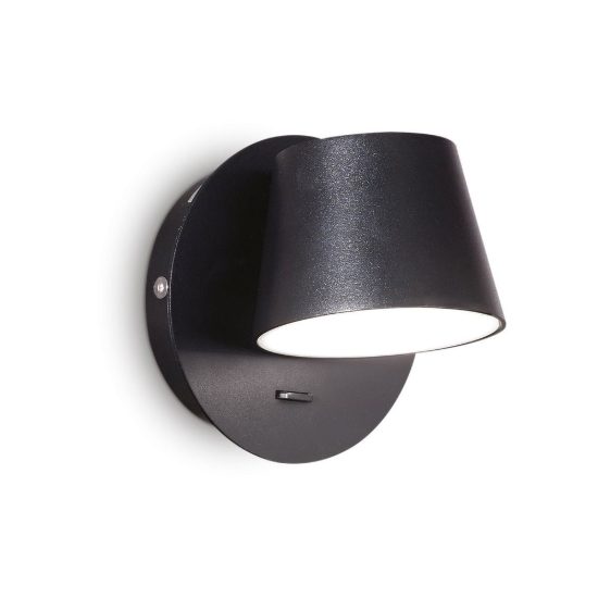 Ideal lux gim applique con faretto a cono ruotabile led 6,5w 3000k per camera da letto nera