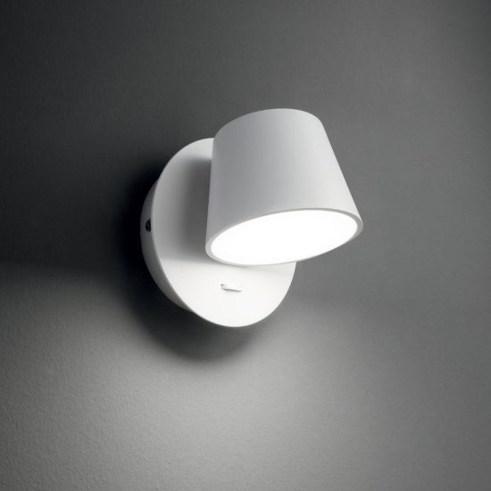 Ideal lux gim applique con faretto a cono ruotabile led 6,5w 3000k per camera da letto nera