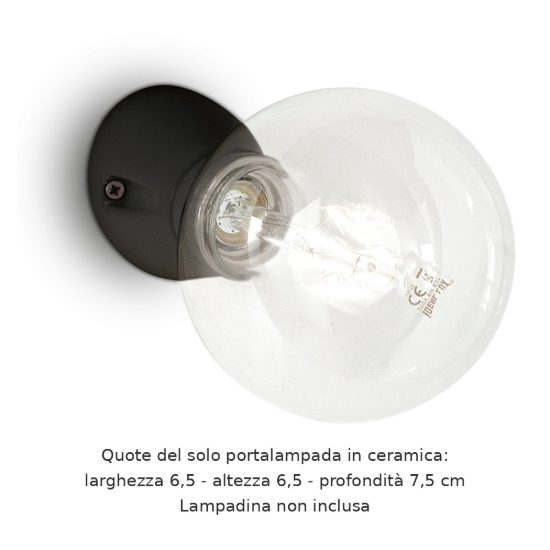 Ideal lux winery applique e27 con portalampada in ceramica inclinato moderna nera