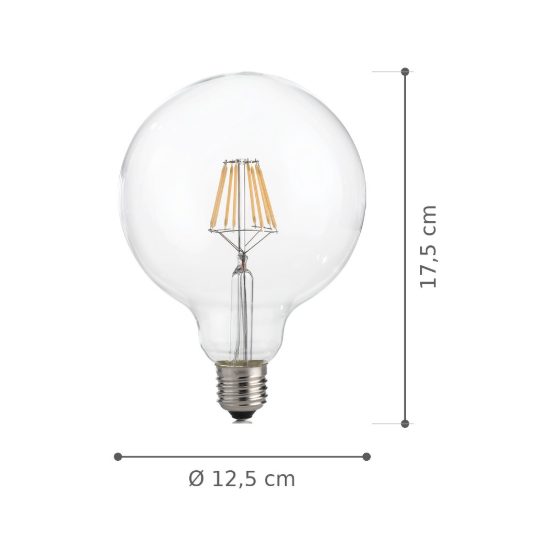 Ideal lux lampadina led e27 a globo 12,5cm 8w 3000k dimmerabile trasparente confezione 10 pezzi