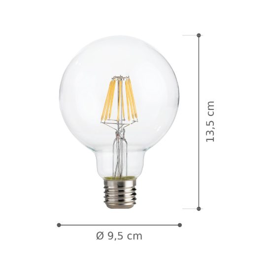 Ideal lux lampadina led e27 a globo 9,5cm 8w 3000k dimmerabile trasparente confezione 10 pezzi