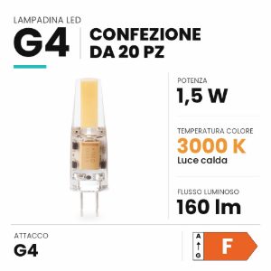 Ideal lux lampadina led g4 a capsula 1,5w 3000k trasparente confezione 20 pezzi