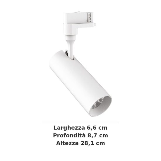 Ideal lux smile faretto per binario trifase orientabile led 15w 4000k fascio 24° cilindrico bianco
