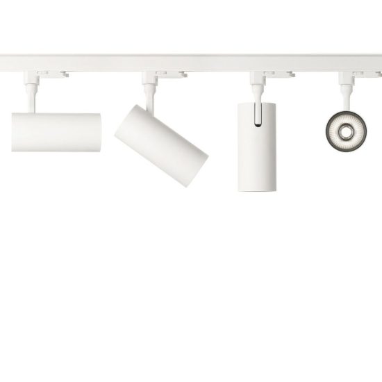 Ideal lux smile faretto per binario trifase orientabile led 20w 3000k fascio 24° cilindrico bianco