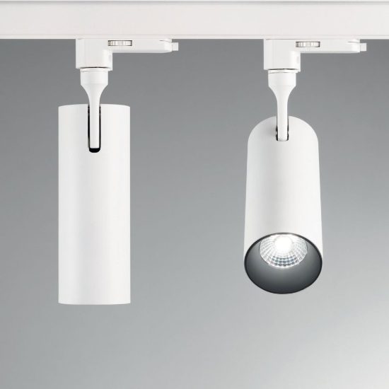 Ideal lux smile faretto per binario trifase orientabile led 15w 3000k fascio 50° cilindrico nero