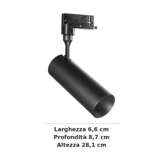 Ideal lux smile faretto per binario trifase orientabile led 15w 4000k fascio 50° cilindrico nero