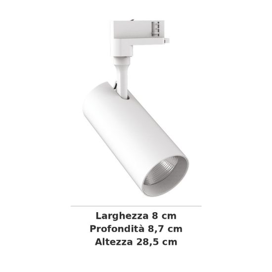 Ideal lux smile faretto per binario trifase orientabile led 30w 4000k fascio 50° cilindrico bianco