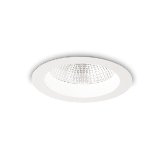 Ideal lux basic faretto da incasso per cartongesso led cob 20w 3000k foro 12,5cm rotondo bianco