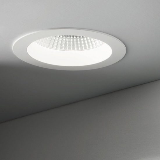 Ideal lux basic faretto da incasso per cartongesso led cob 20w 3000k foro 12,5cm rotondo bianco