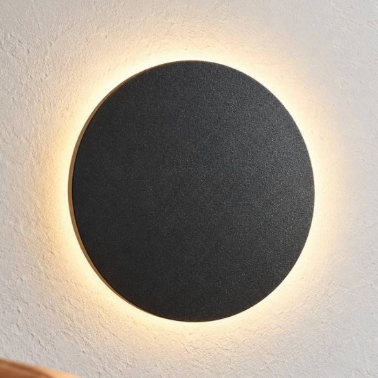 Ideal lux cover applique tonda led 11w 3000k 20cm per soggiorno moderna nera