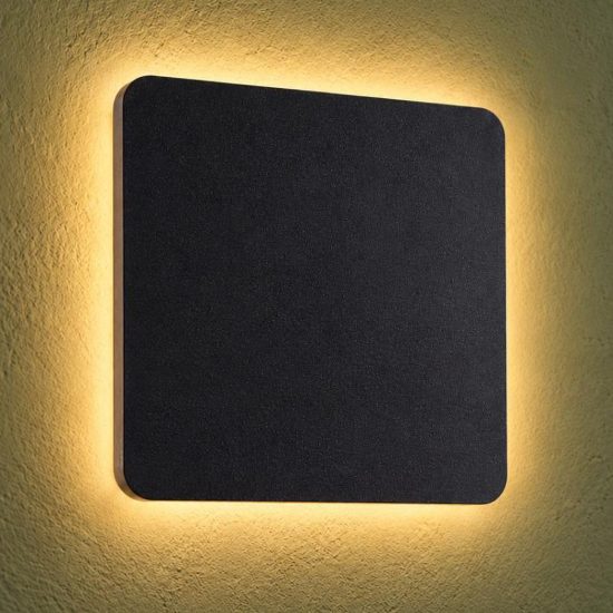 Ideal lux cover applique quadrata led 11w 3000k 20cm per soggiorno moderna nera