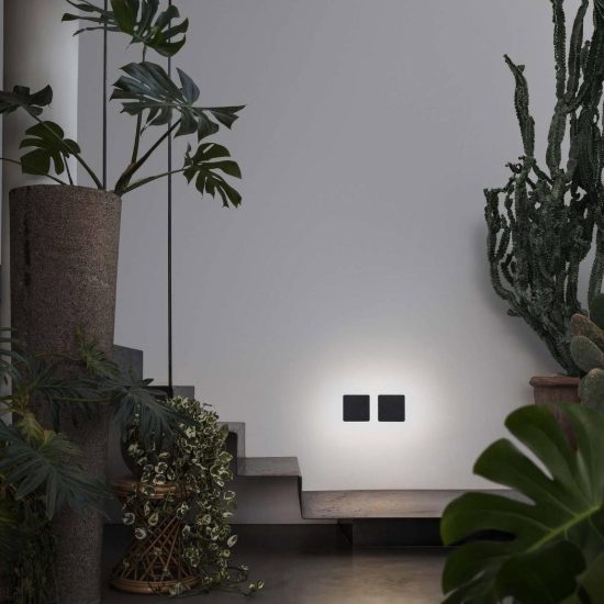 Ideal lux cover applique quadrata led 11w 3000k 20cm per soggiorno moderna nera