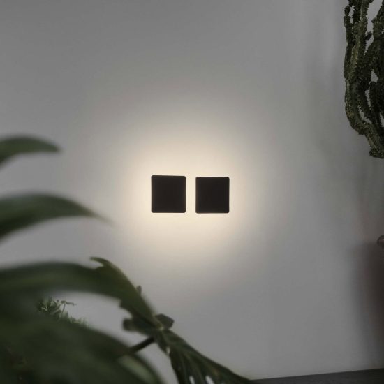 Ideal lux cover applique quadrata led 11w 3000k 20cm per soggiorno moderna nera