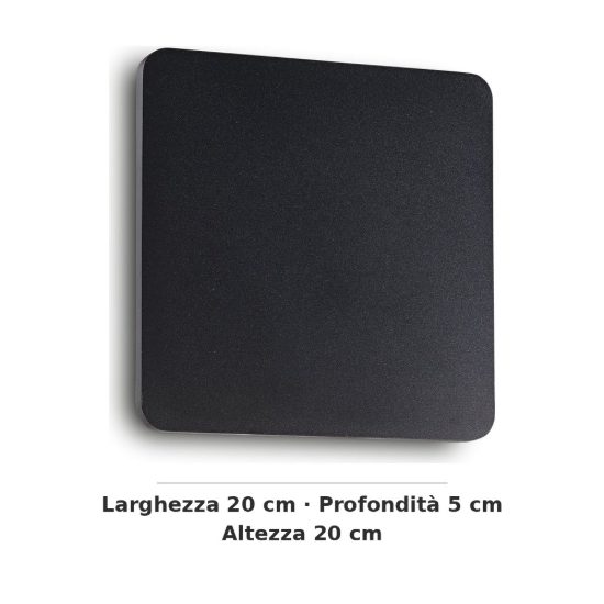 Ideal lux cover applique quadrata led 11w 3000k 20cm per soggiorno moderna nera