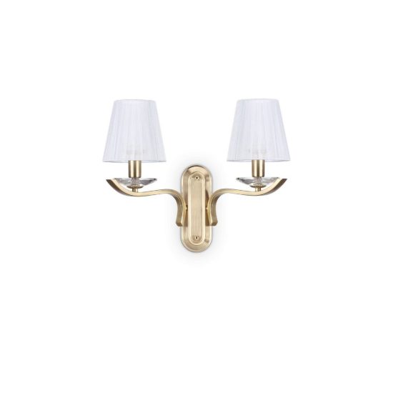 Ideal lux pegaso applique 2 luci e14 43cm per soggiorno classica ottone con paralumi in organza