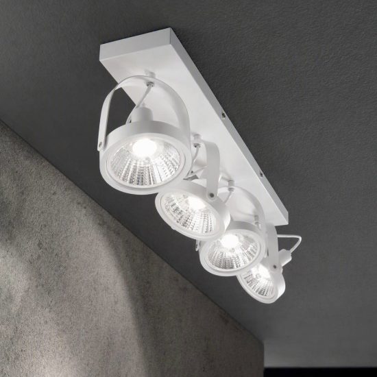Ideal lux glim plafoniera con 2 faretti orientabili gu10 31cm per corridoio bianca